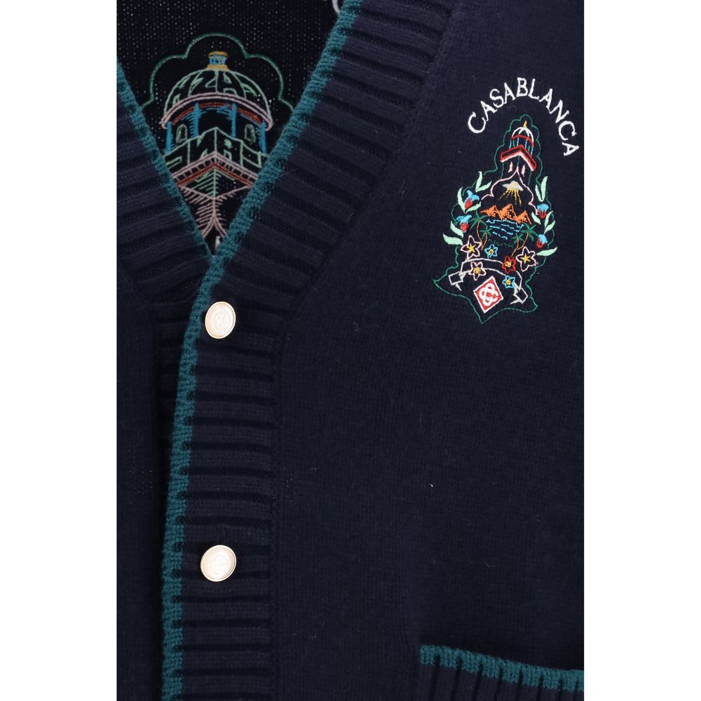 Casablanca Blue Wool Oves Aries Cardigan | Regal Royce