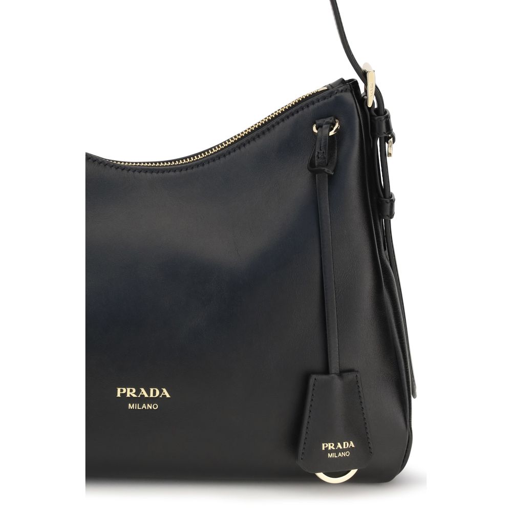 Prada Black Calf Leather Bos Taurus Shoulder Bag | Regal Royce