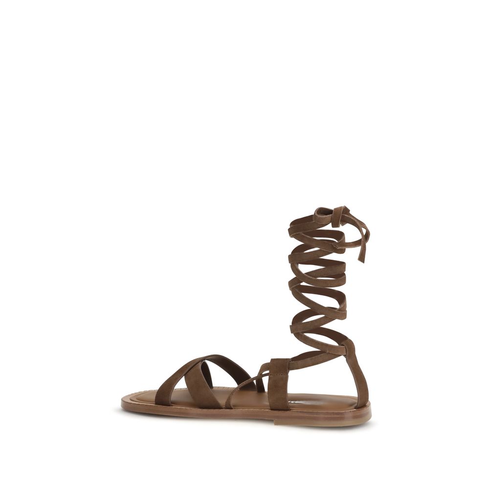 Miu Miu Brown Calf Leather Bos Taurus Strap-On Sandals | Regal Royce