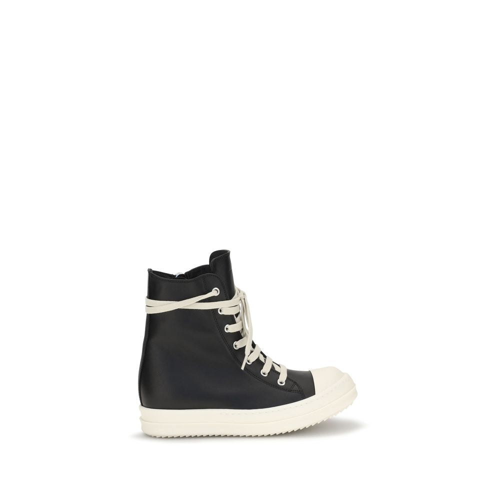 Rick Owens Black Calf Leather Bos Taurus High Top Sneakers | Regal Royce