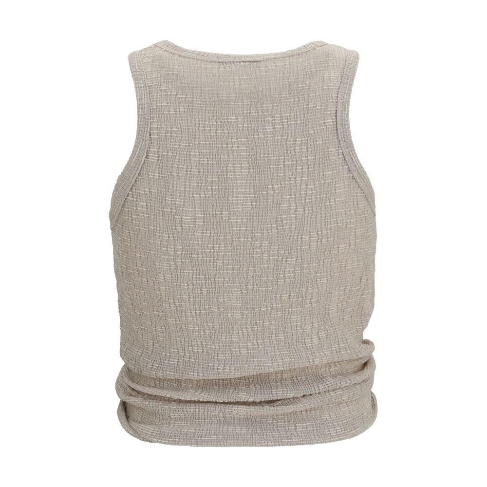 Magda Butrym Beige Lyocell Sleeveles T-Shirt | Regal Royce