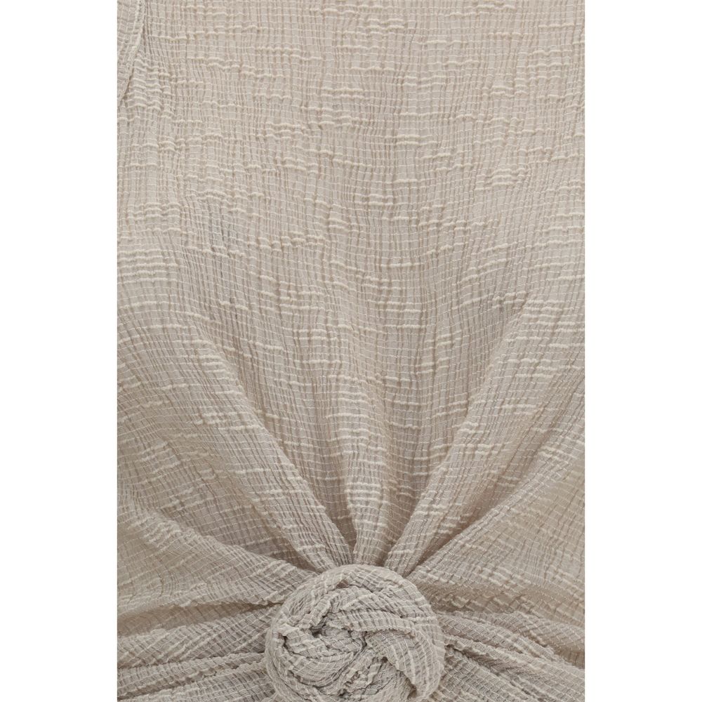 Magda Butrym Beige Lyocell Sleeveles T-Shirt | Regal Royce