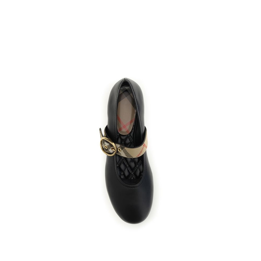 Burberry Black Calf Leather Bos Taurus Ballet Flats | Regal Royce