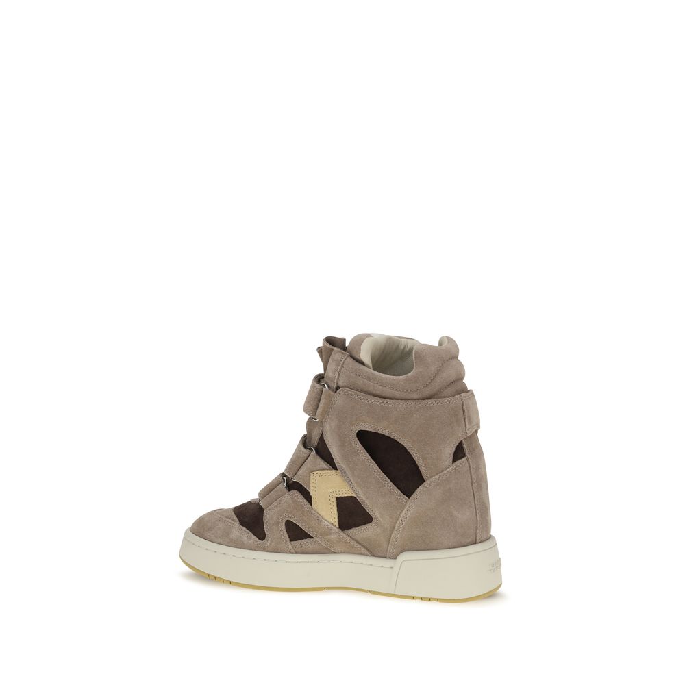 Isabel Marant Beige Calf Leather Bos Taurus High Top Sneakers | Regal Royce