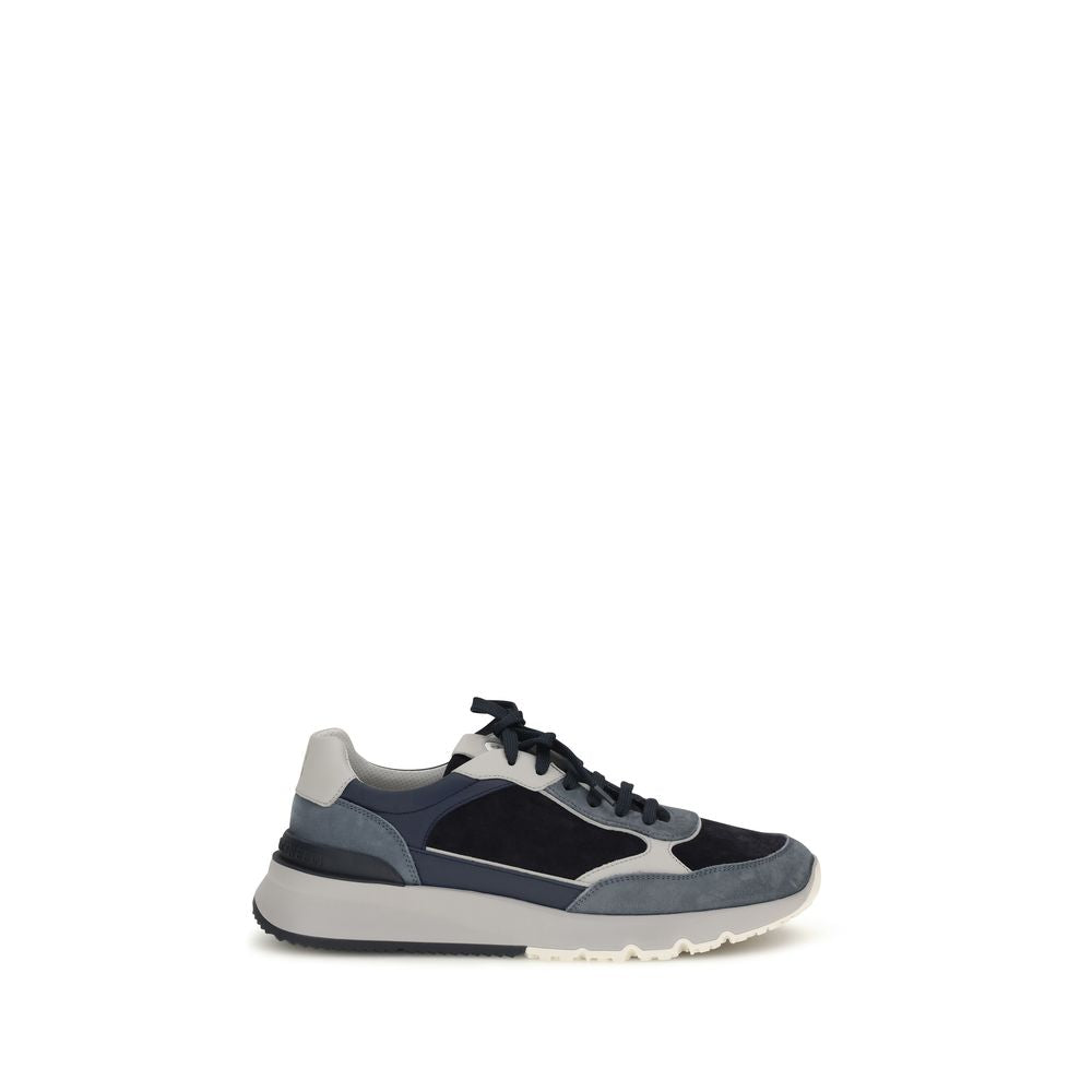 Brunello Cucinelli Blue Calf Leather Bos Taurus Athletic Sneakers | Regal Royce