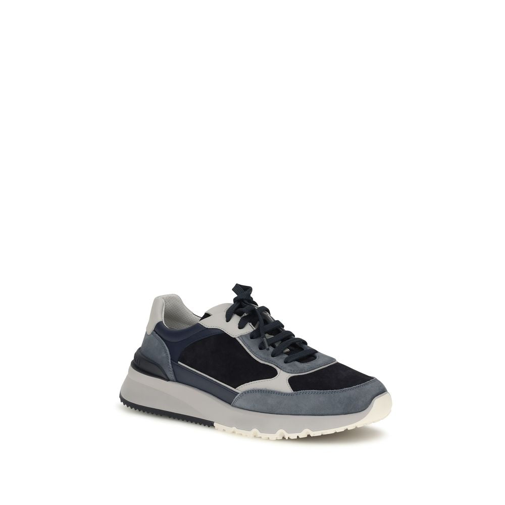 Brunello Cucinelli Blue Calf Leather Bos Taurus Athletic Sneakers | Regal Royce