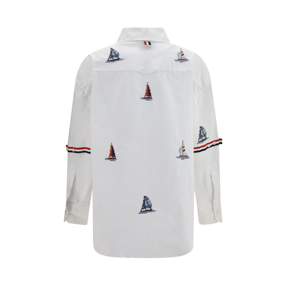 Thom Browne White Cotton Pattern Shirt | Regal Royce