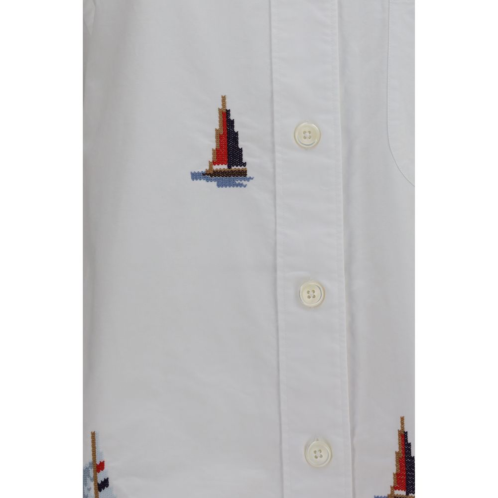 Thom Browne White Cotton Pattern Shirt | Regal Royce