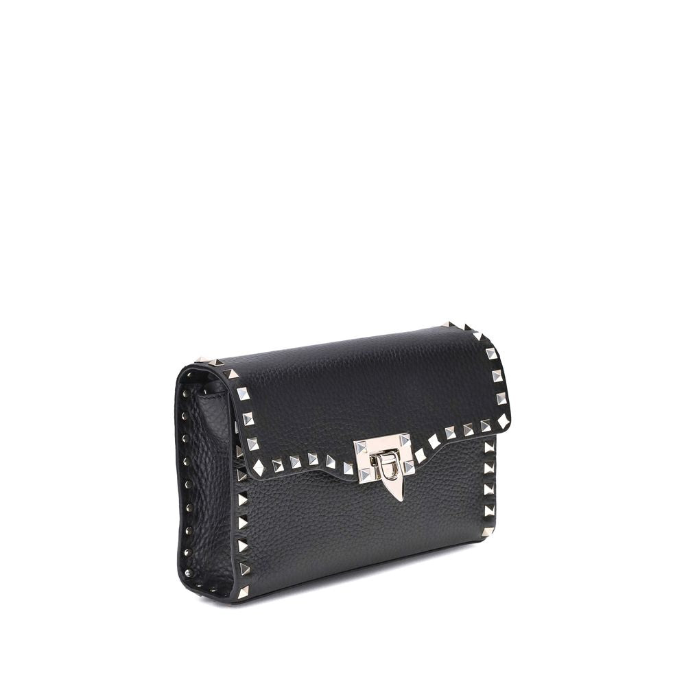 Valentino Garavani Black Calf Leather Bos Taurus Shoulder Bag | Regal Royce