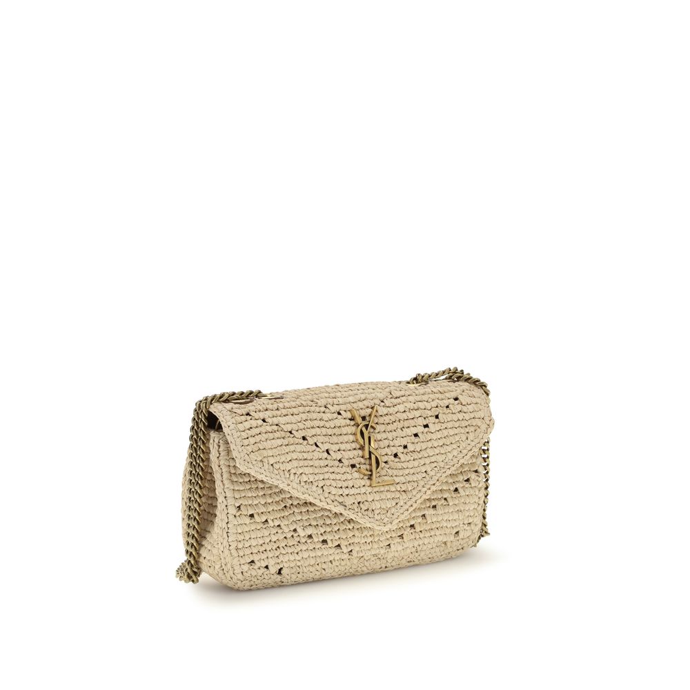Saint Laurent Beige Raffia Shoulder Bag | Regal Royce