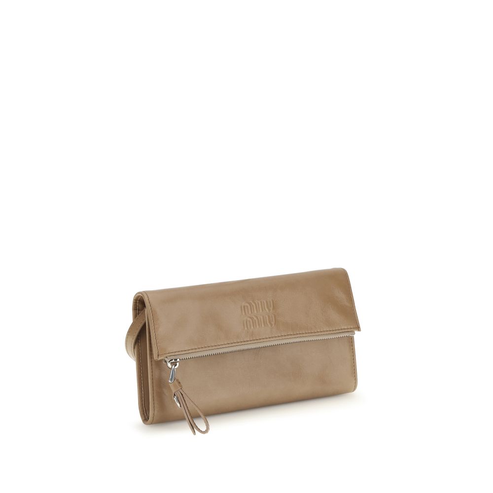 Miu Miu Beige Calf Leather Bos Taurus Clutch Bag | Regal Royce