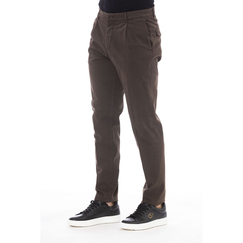Peserico Brown Cotton Men Pant | Regal Royce