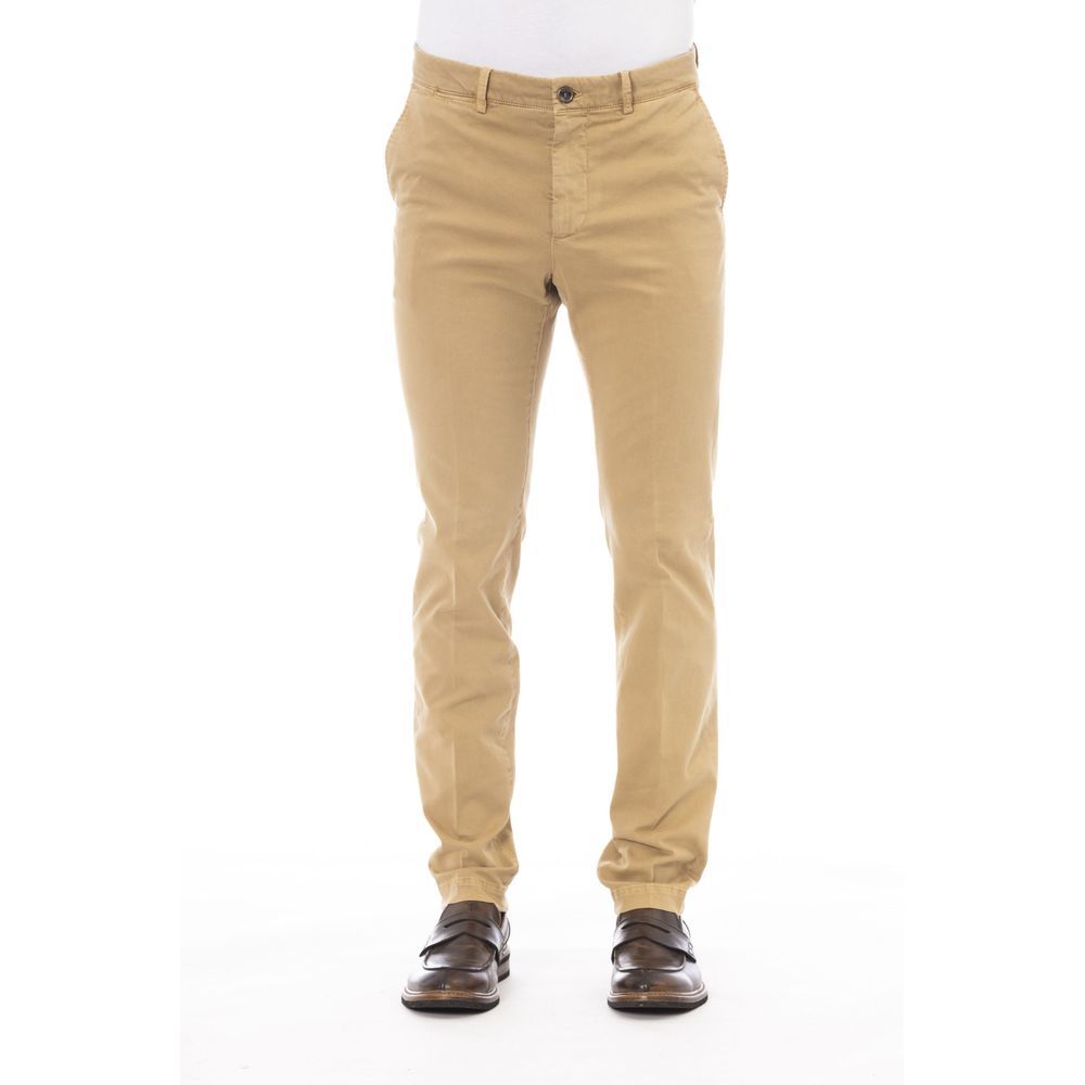 Peserico Beige Cotton Men Pants | Regal Royce