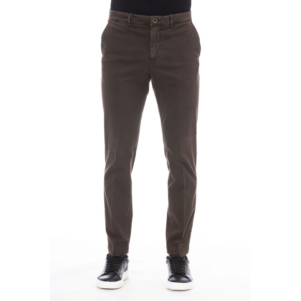 Peserico Brown Cotton Men Pants | Regal Royce