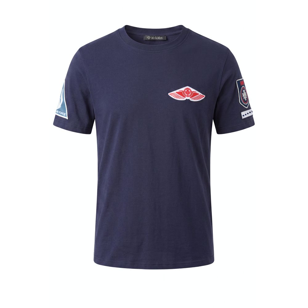 Mr&Mrs Italy Blue Cotton Men T-shirt | Regal Royce