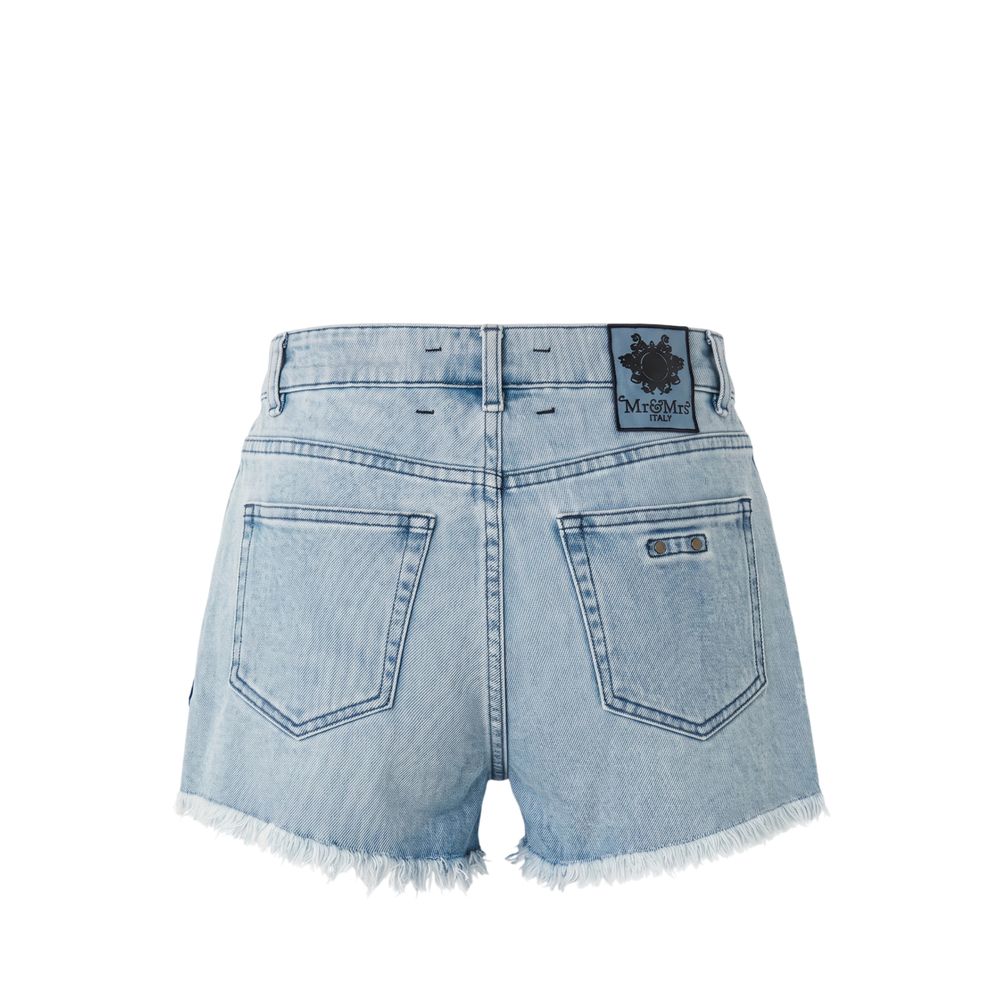 Mr&Mrs Italy Blue Cotton Women's Short | Regal Royce