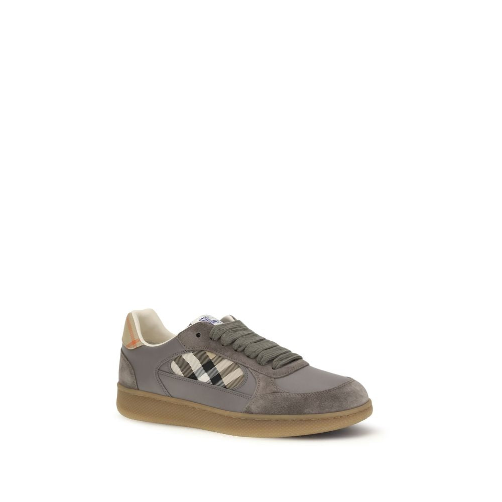 Burberry Gray Calf Leather Bos Taurus Low Top Sneakers | Regal Royce