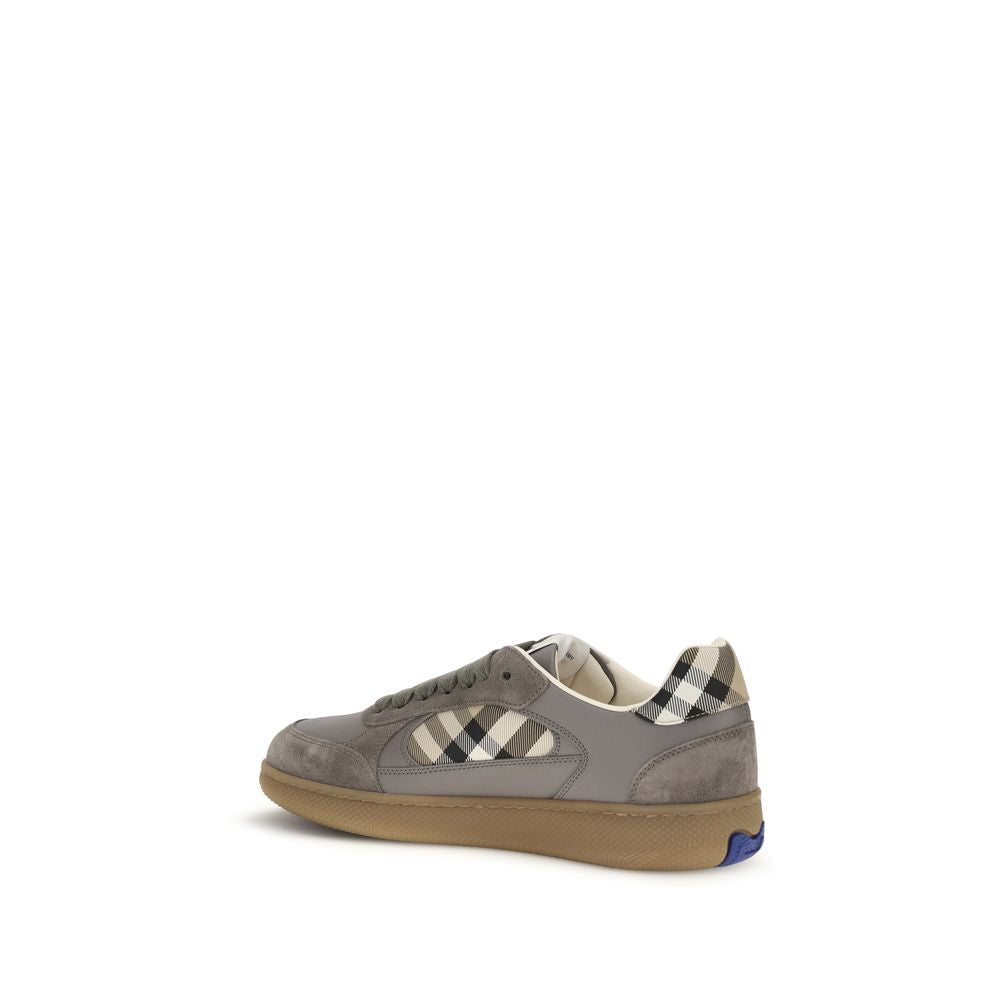 Burberry Gray Calf Leather Bos Taurus Low Top Sneakers | Regal Royce