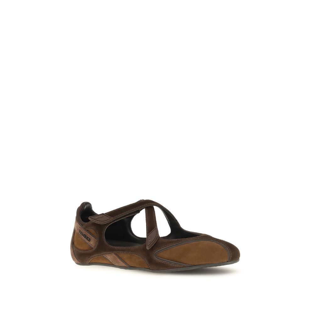 The Attico Brown Calf Leather Bos Taurus Ballet Flats | Regal Royce