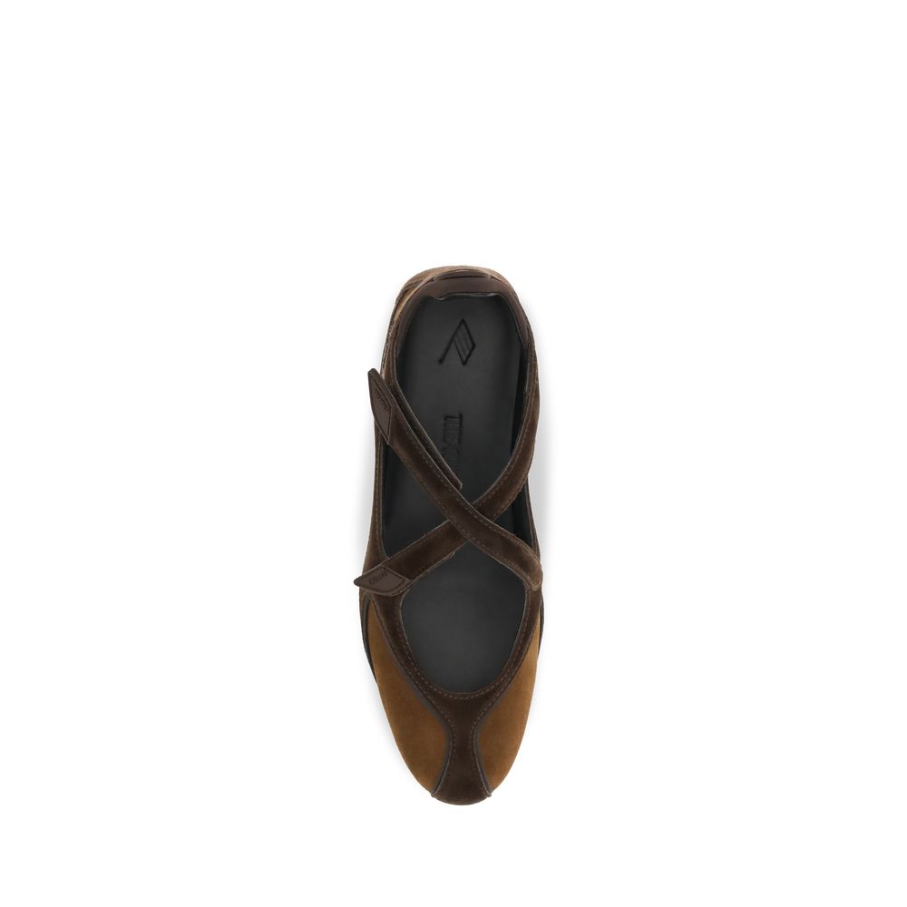 The Attico Brown Calf Leather Bos Taurus Ballet Flats | Regal Royce