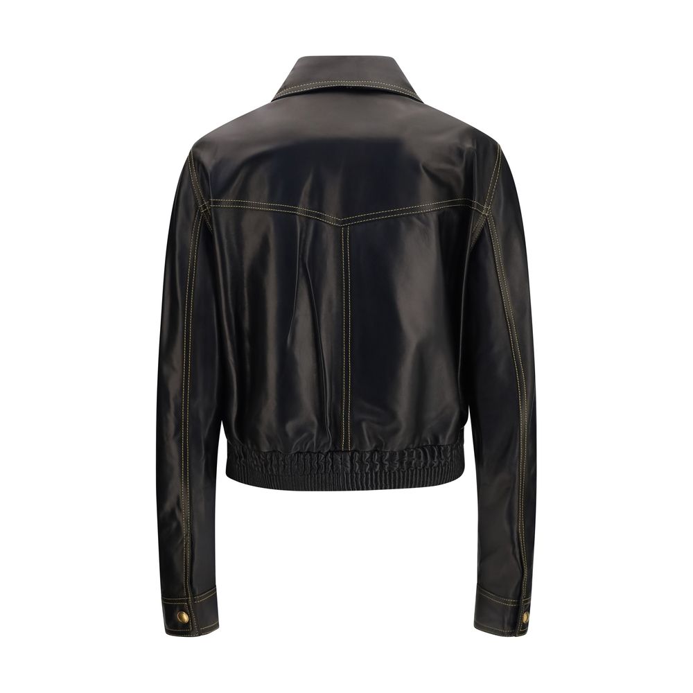 Versace Black Lamb Ovis Aries Aries Leather Jacket | Regal Royce