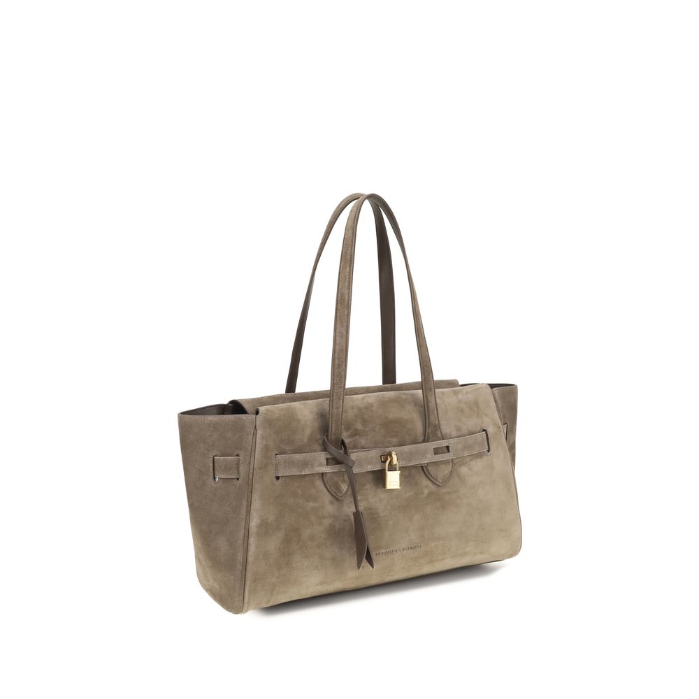Brunello Cucinelli Brown Calf Leather Bos Taurus Shoulder Bag | Regal Royce