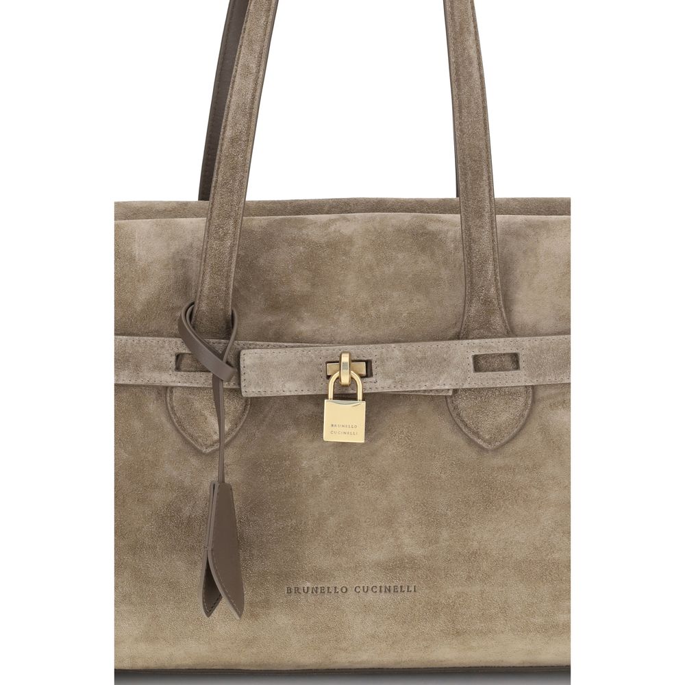 Brunello Cucinelli Brown Calf Leather Bos Taurus Shoulder Bag | Regal Royce