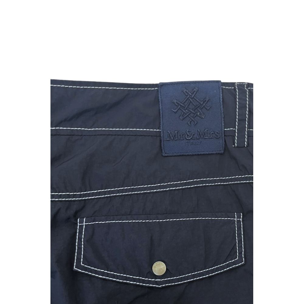 Mr&Mrs Italy Blue Polyamide Men Pants | Regal Royce