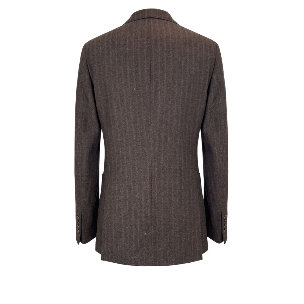 Peserico Brown Wool Men Jacket | Regal Royce