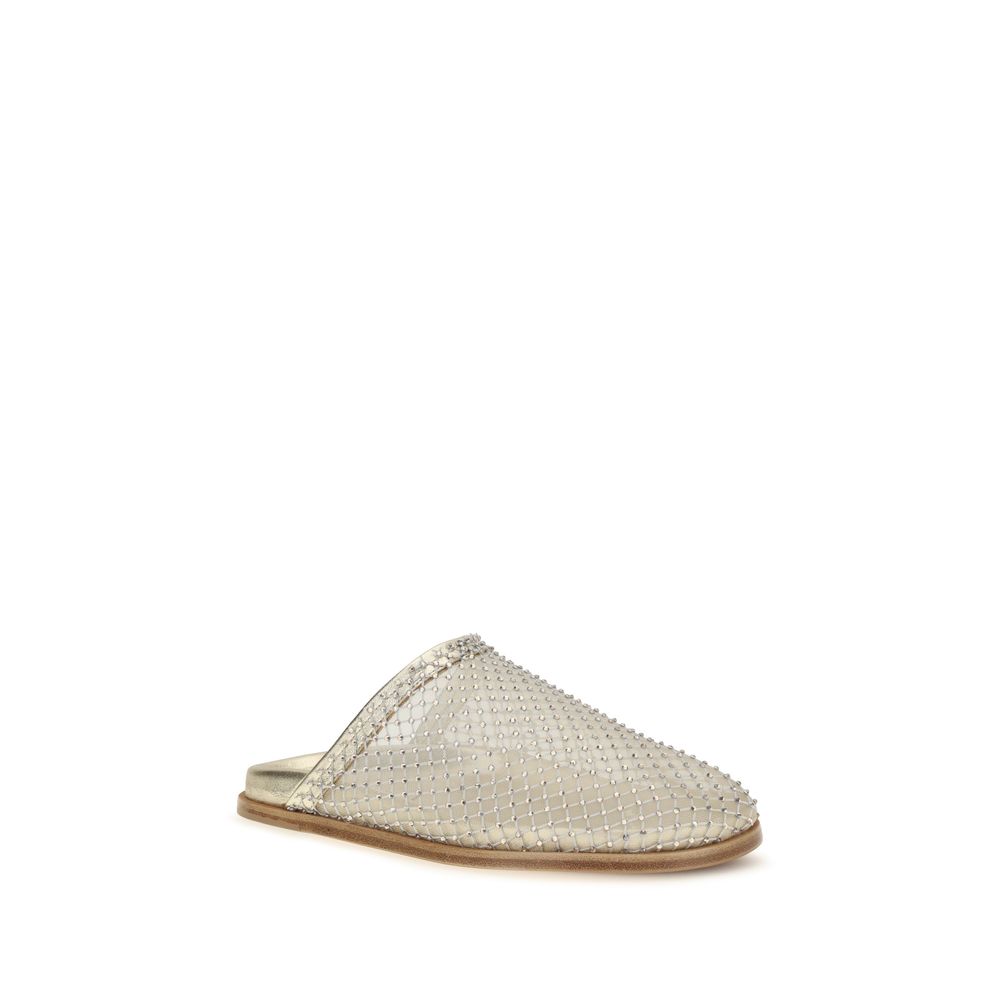 Forte_Forte Silver Fabric Mules | Regal Royce