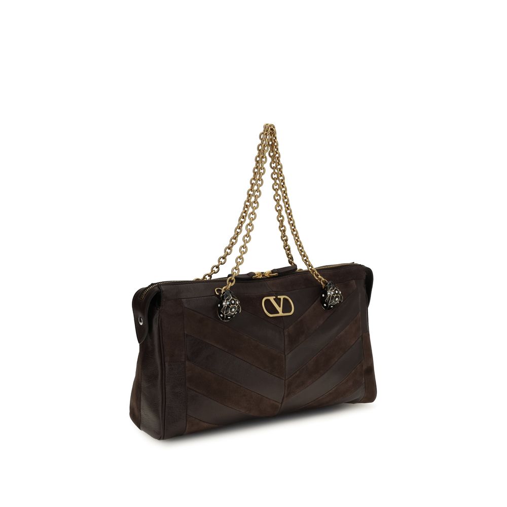 Valentino Garavani Brown Calf Leather Bos Taurus Shoulder Bag | Regal Royce