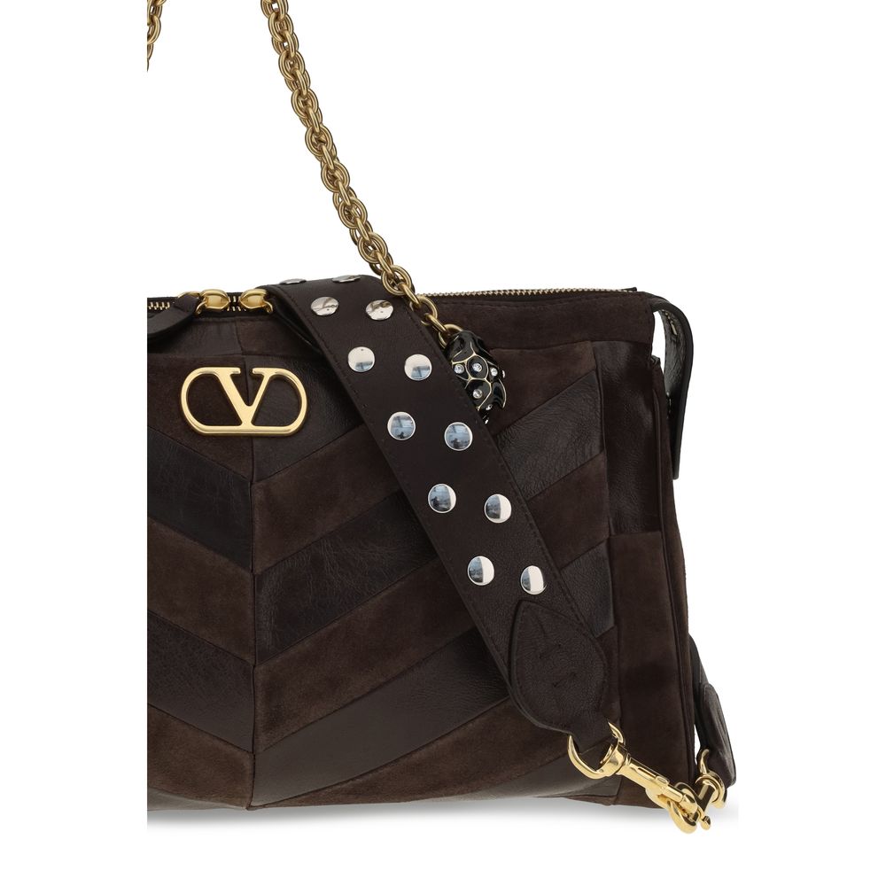 Valentino Garavani Brown Calf Leather Bos Taurus Shoulder Bag | Regal Royce