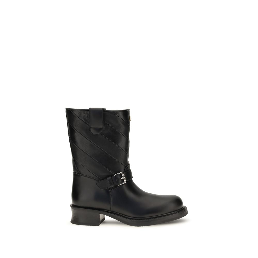 Valentino Garavani Black Calf Leather Bos Taurus Ankle Boots | Regal Royce