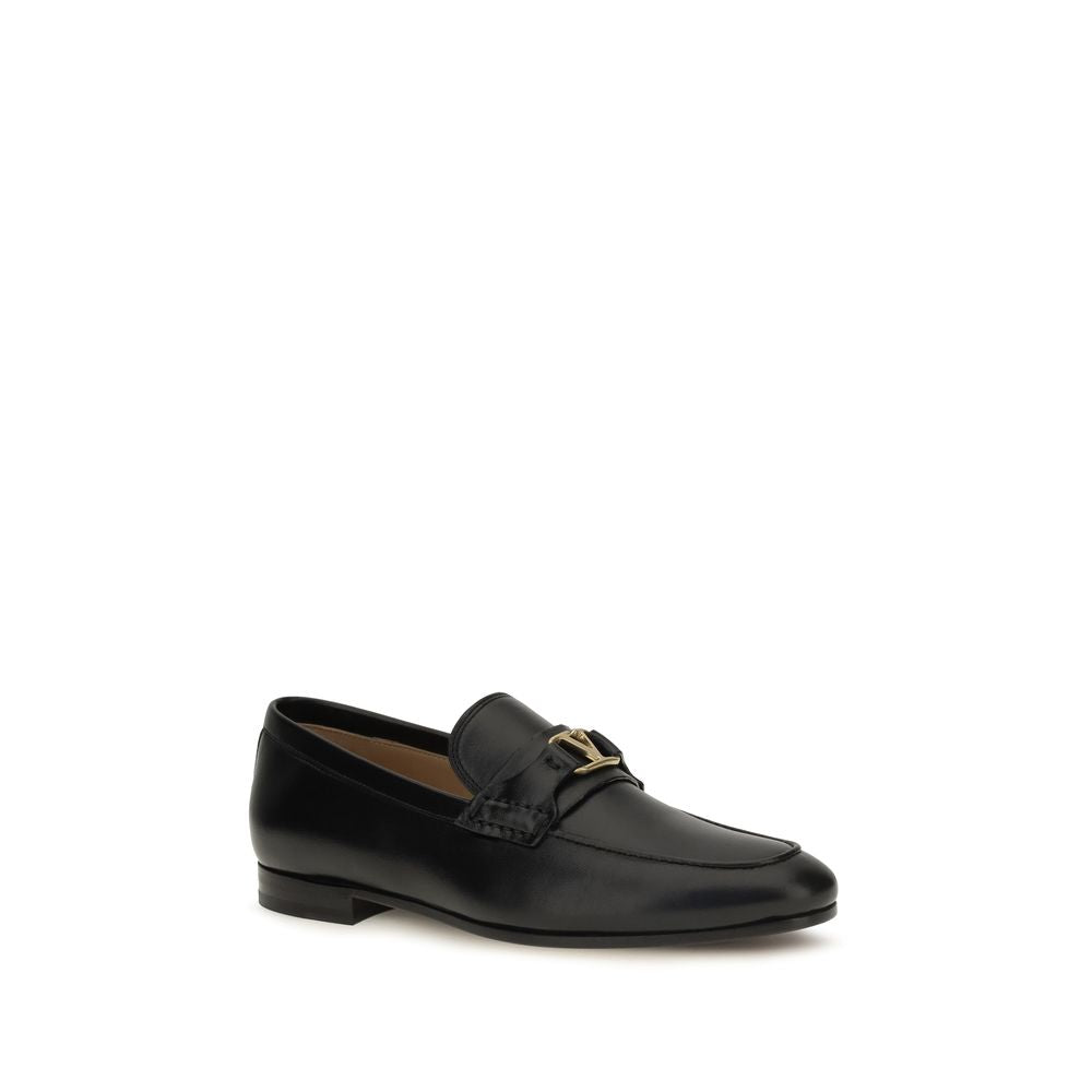 Valentino Garavani Black Calf Leather Bos Taurus Slip-On Loafers | Regal Royce