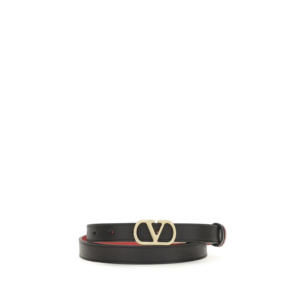 Valentino Garavani Black Calf Leather Bos Taurus Regular Belt | Regal Royce
