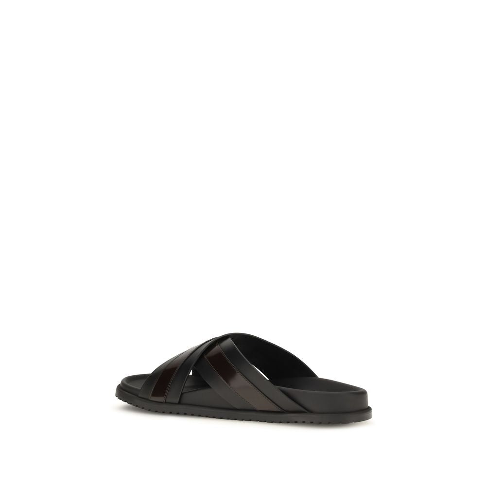 Dolce & Gabbana Black Calf Leather Bos Taurus Sandals | Regal Royce