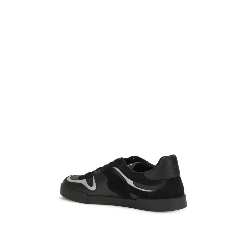 Dolce & Gabbana Black Calf Leather Bos Taurus Sneakers | Regal Royce