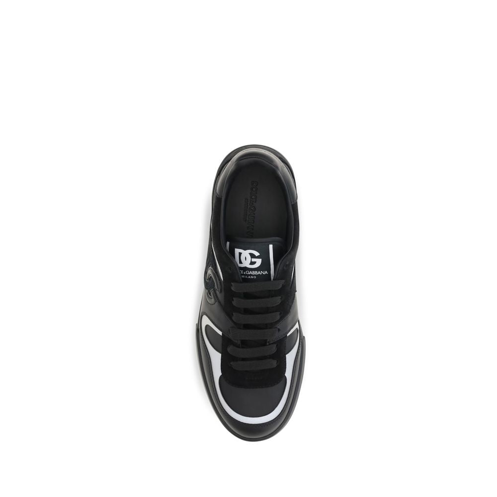 Dolce & Gabbana Black Calf Leather Bos Taurus Sneakers | Regal Royce