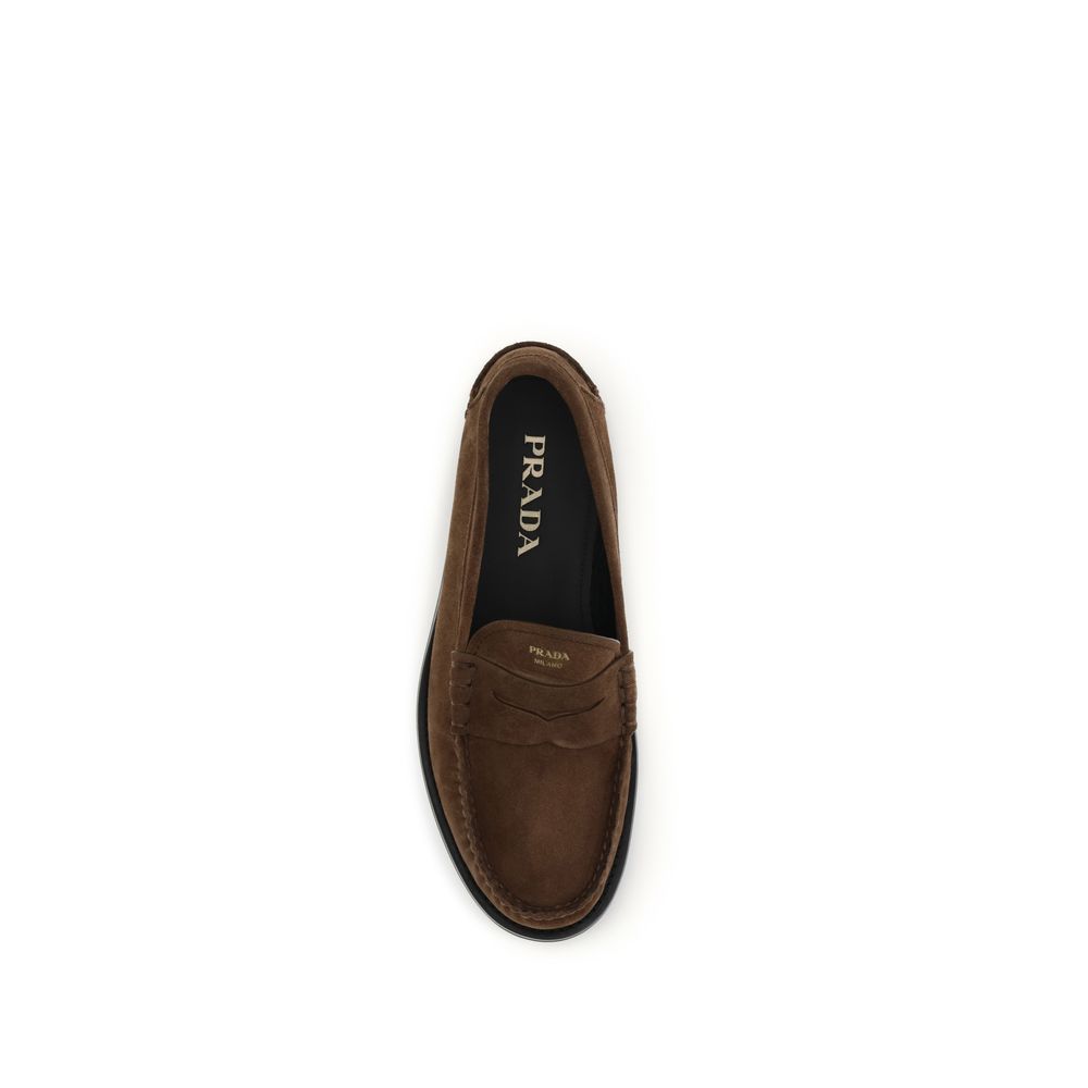 Prada Brown Suede Leather Slip-On Loafers | Regal Royce