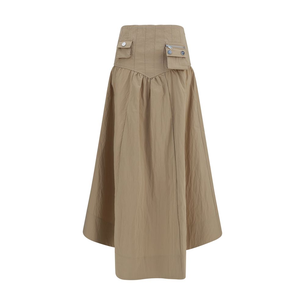 Ganni Beige Cotton Midi Skirt | Regal Royce
