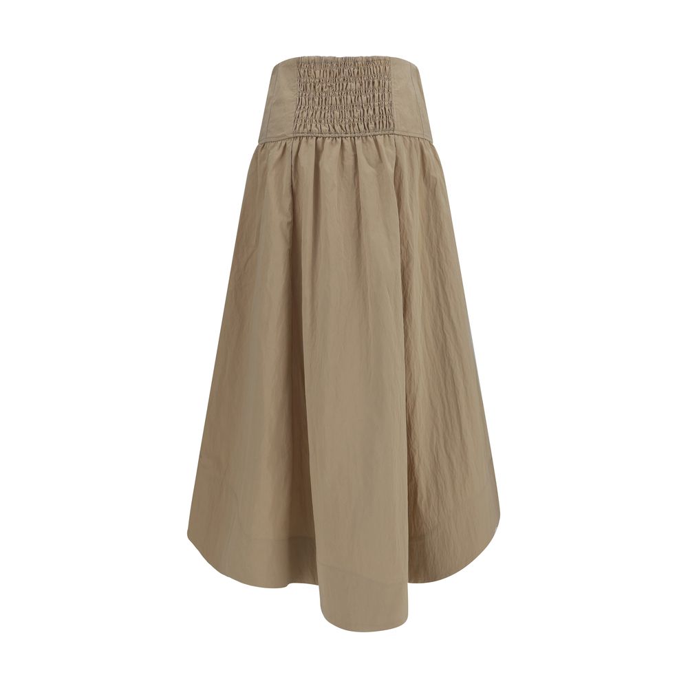 Ganni Beige Cotton Midi Skirt | Regal Royce