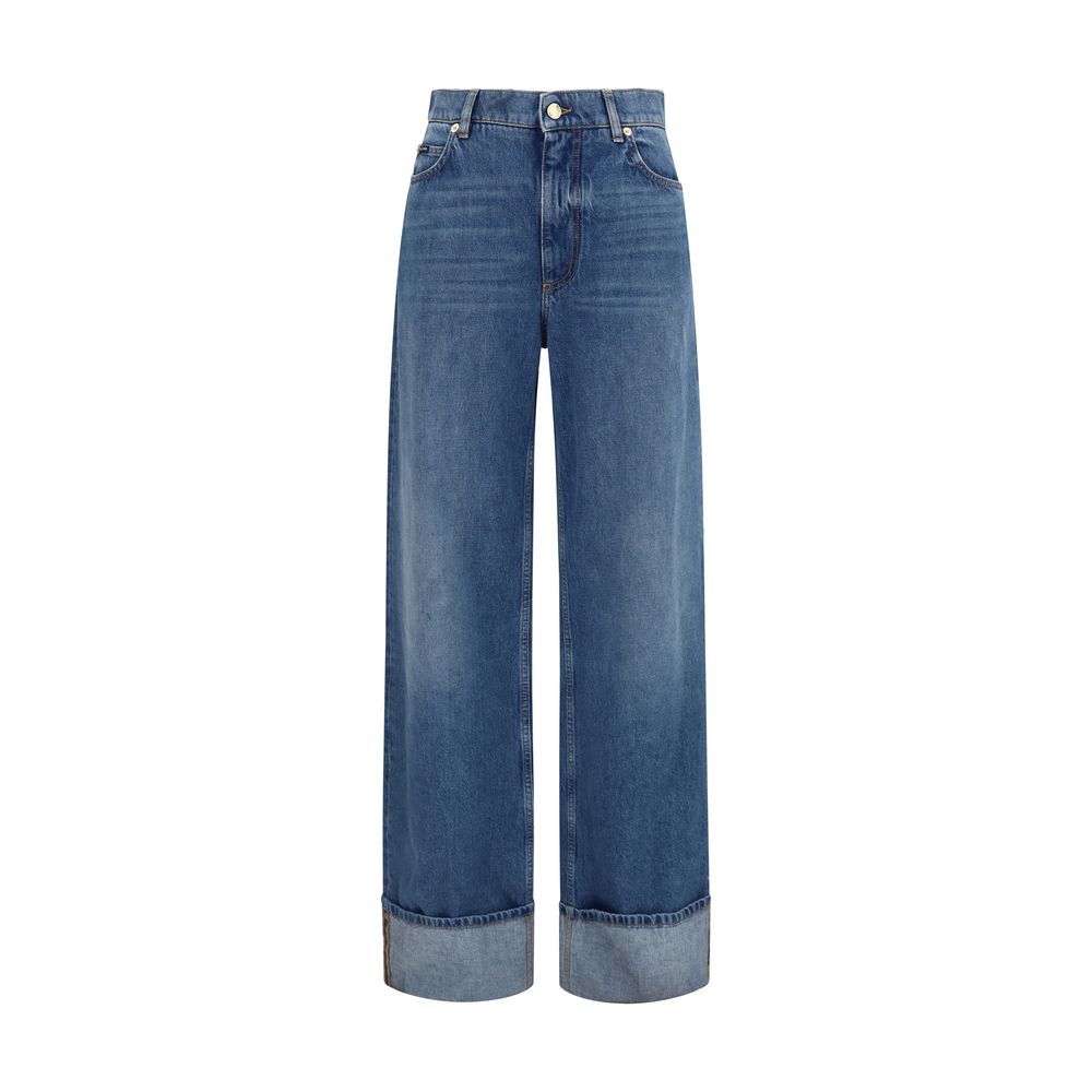 Dolce & Gabbana Blue Cotton Straight-Leg Jeans | Regal Royce