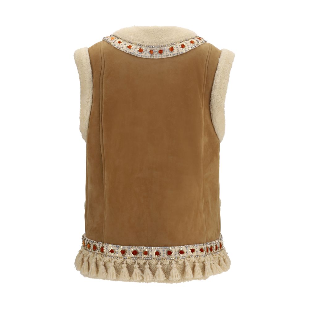 Valentino Garavani Beige Lamb Ovis Aries Aries Sleeveless Jacket | Regal Royce