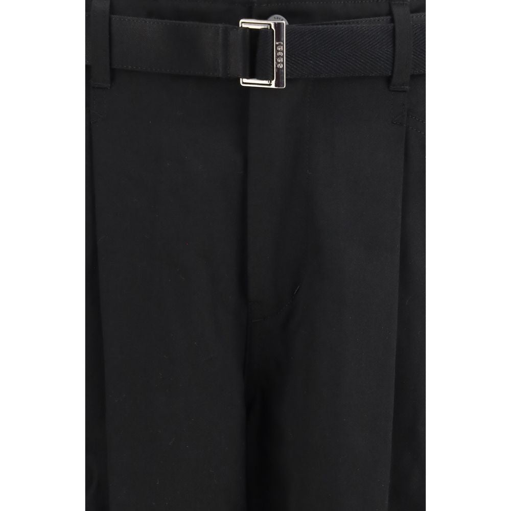 Sacai Black Cotton Chino Pants | Regal Royce