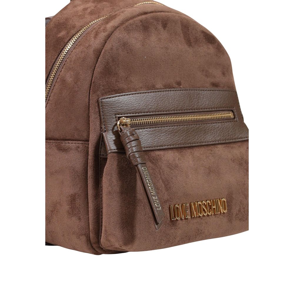 Love Moschino Brown Polyester Backpack | Regal Royce