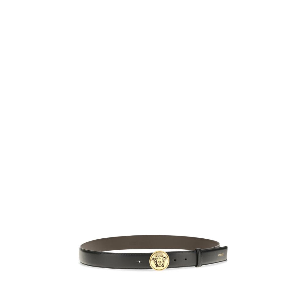 Versace Black Calf Leather Bos Taurus Regular Belt | Regal Royce