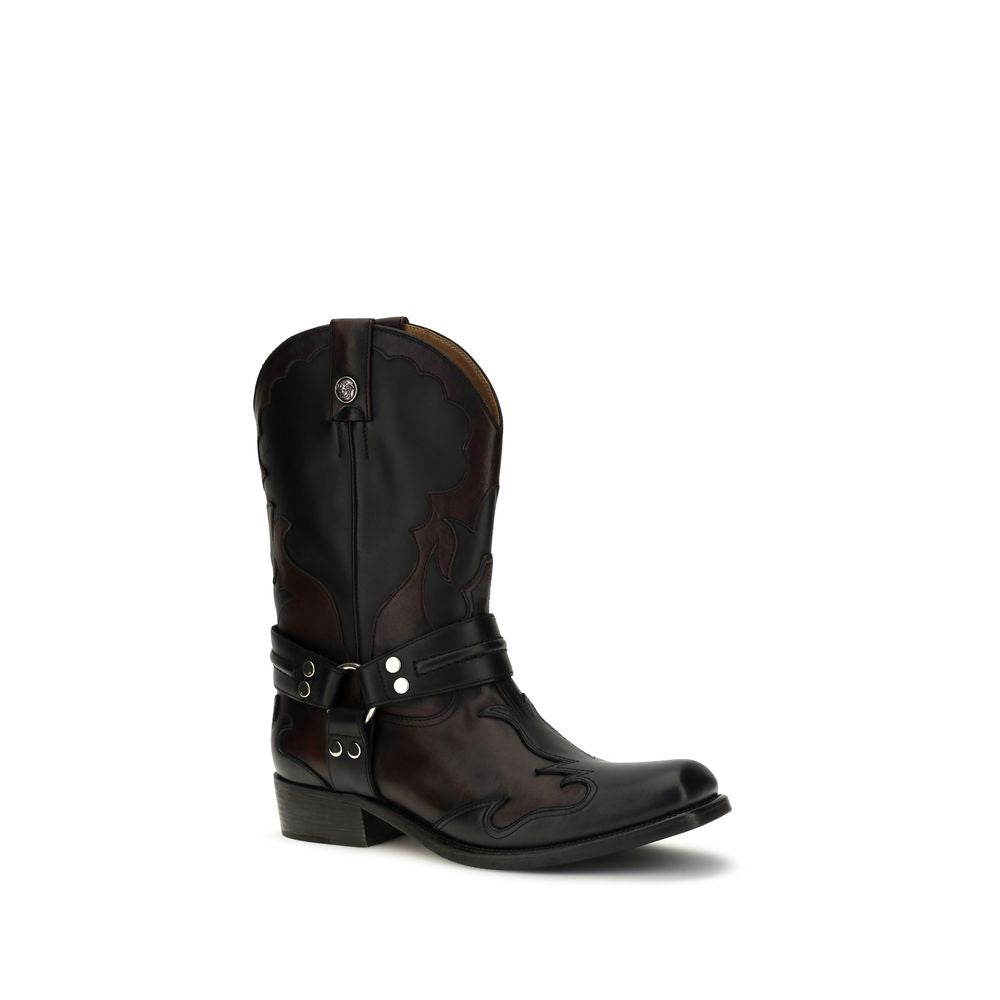 Versace Black Calf Leather Bos Taurus Boots | Regal Royce