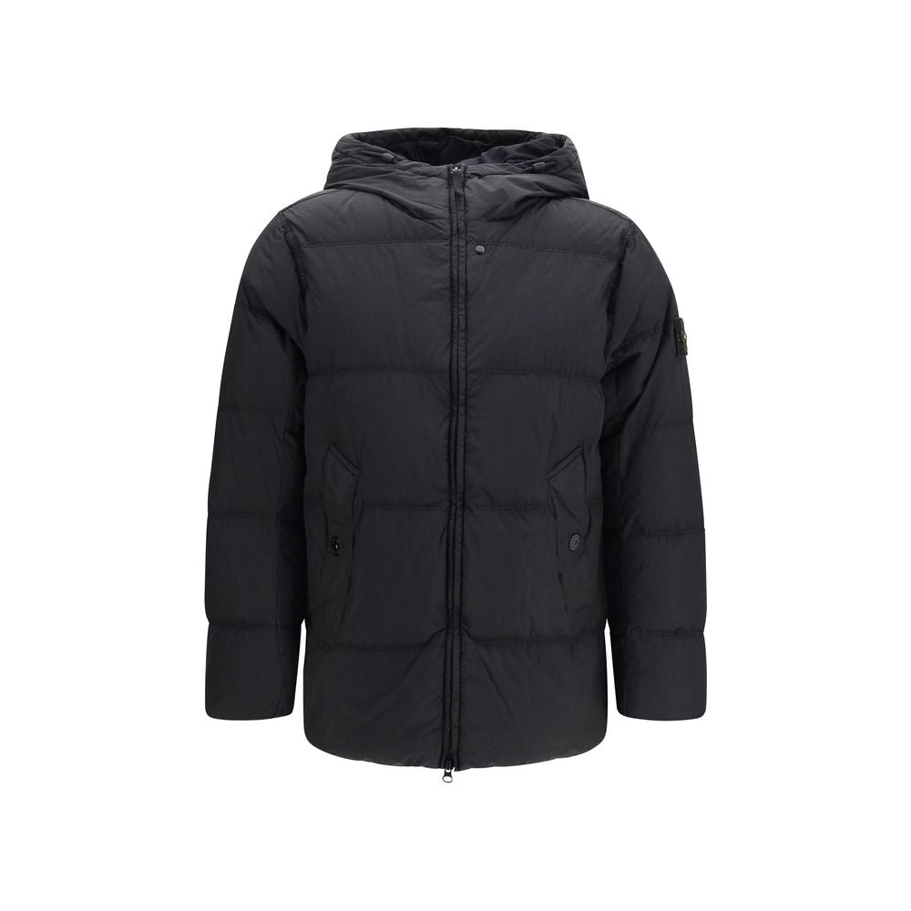 Stone Island Black Goose Down Full-Length Jacket | Regal Royce