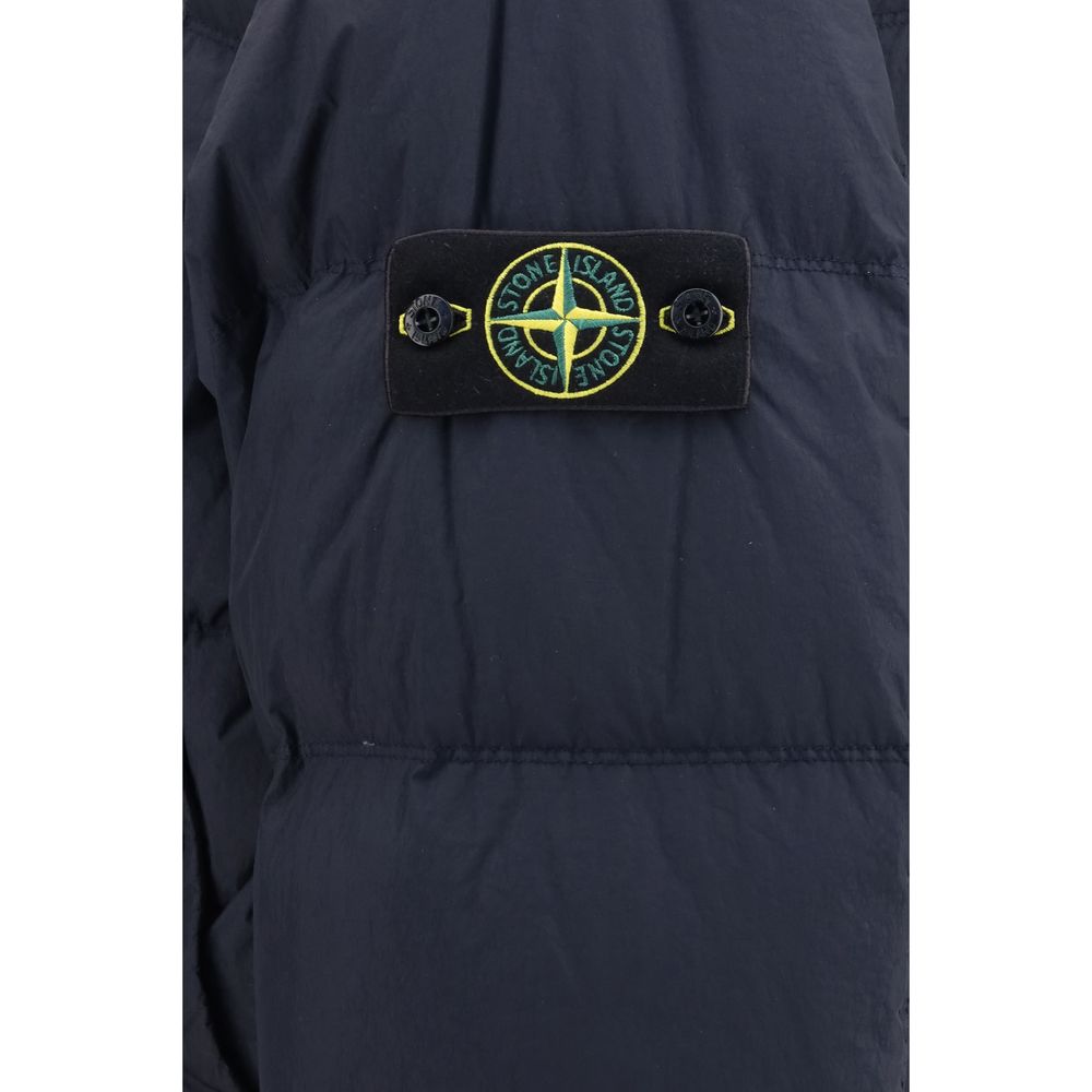 Stone Island Blue Polyamide Full-Length Jacket | Regal Royce