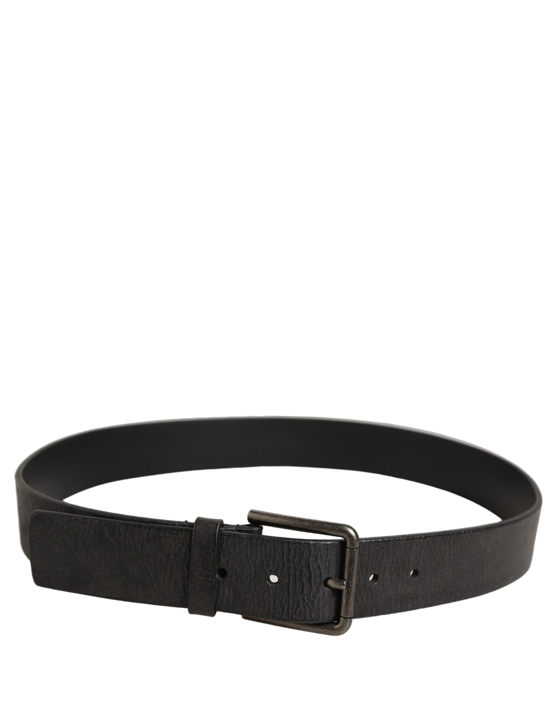 Dolce & Gabbana Black Leather Brushed Metal Buckle Men Belt | Regal Royce